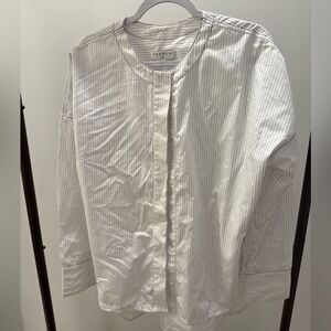 Sandro Paris Stripe Scoop Neck Button Up